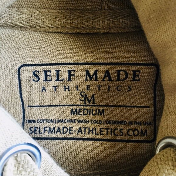 Self Made Athletics Men’s Trident Hoodie Tan‎ & Black Size Medium - Picture 11 of 13